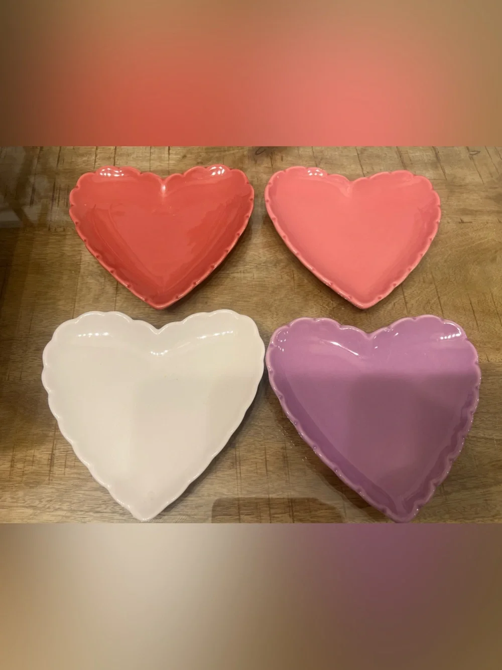 4 Williams-Sonoma Pink Heart-Shaped Ceramic Dish